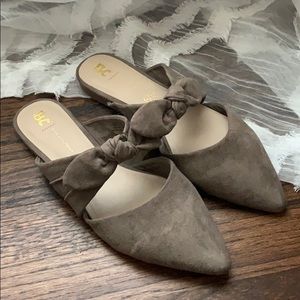 Gray Suede Mules